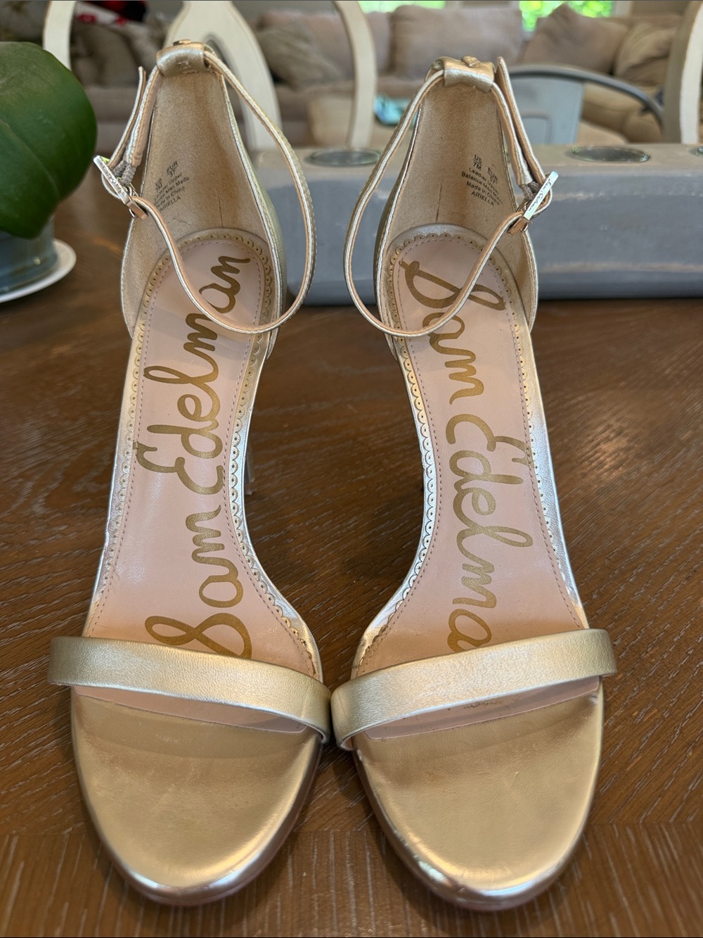 Sam Edelman Gold Ankle-Strap Heels